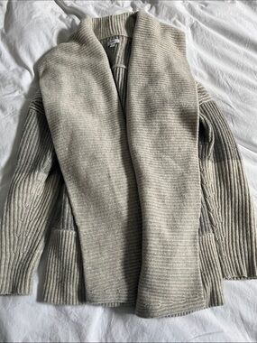 Vince wrap cardigan sweater cashmere wool grey ribbed knit cardigan minimalist